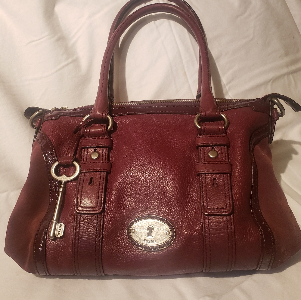 Fossil Leather Handbag - Burgundy